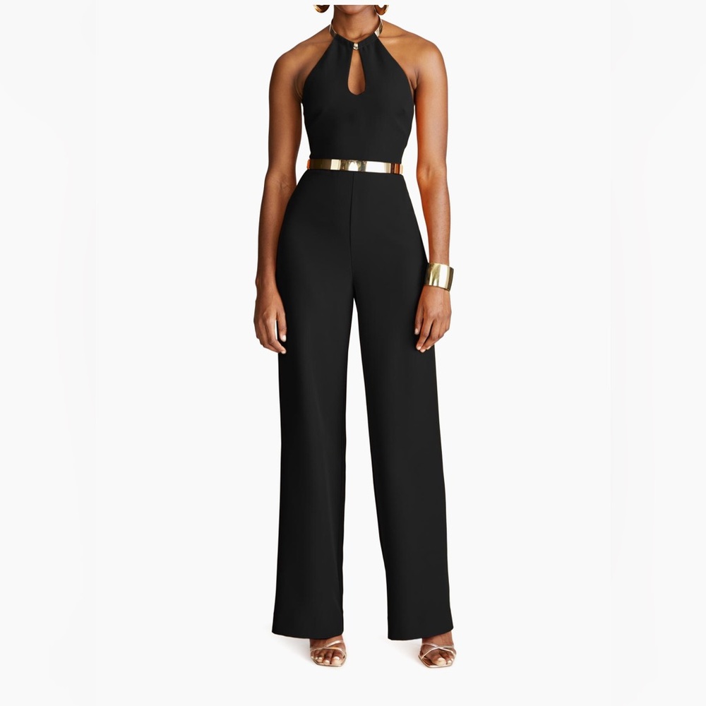 Halston Oki Stretch Crepe Jumpsuit